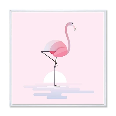Designart Flamant rose debout ART MURAL À CADRE FLOTTÉ
