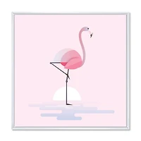 Designart Flamant rose debout ART MURAL À CADRE FLOTTÉ