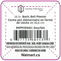Hometrends Indoor Basic Bell Black, White and Grey Planter, Black Planter