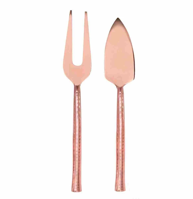 Stylex Quarry Hammered Copper Cheese Fork & Wedge Set