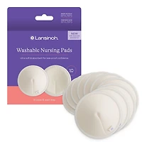 Lansinoh Washable Nursing Pads, Made with Organic Bamboo Viscose, Reusable Breast Pads for Breastfeeding with Wash Bag, Breastfeeding Essentials, 10 Pads