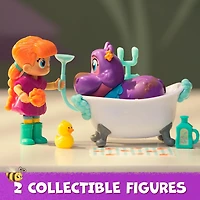 Vida la Véto, Coffret Bain moussant de Juno avec figurine de Vida, figurine de Juno qui change de couleur et accessoires médicaux, jouets pour filles et garçons à partir de 3 ans