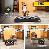 Pet Zone Designer Diner Adjustable Elevated Dog Double Feeder, Double Feeder