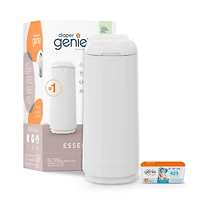 Diaper Genie Essence Diaper Pail, White, Odour-Locking Clamps, 9 Easy Roll bags / holds up to 423 diapers