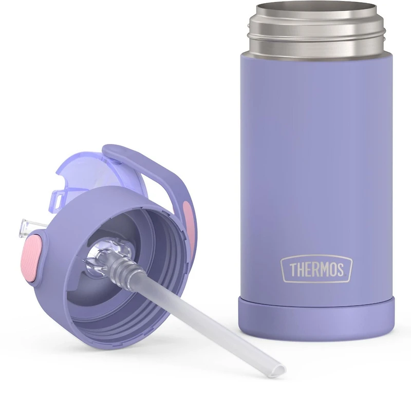 Thermos Kids Bouteille d'eau isotherme sous vide avec paille rabattable, 355 ml, lavande Bouteille de 12 onces