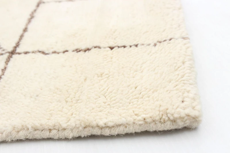 ECARPETGALLERY Tapis Noué à la Main pour Salon, Salle à Manger et Chambre à Coucher Marocain Collection Tangier 5'0" x 8'0" en Ivoire
