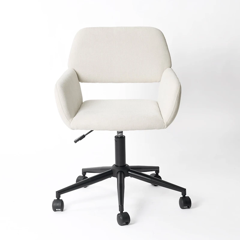 Homy Casa Desk Chair, Adjustable Task Office Chair with Fabric Upholstery, Ergonomic Backrest, Swivel, Beige
