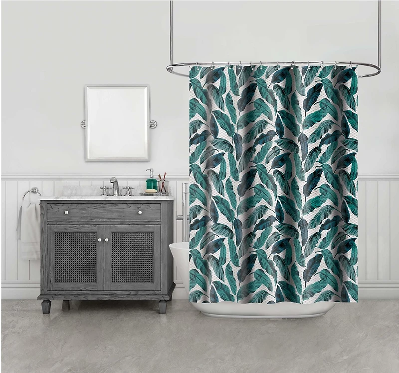 Hometrends Leaves Fabric Shower Curtain, FABRIC Leaves SC 70x72in
