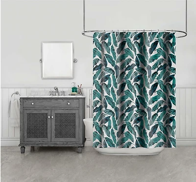 Hometrends Leaves Fabric Shower Curtain, FABRIC Leaves SC 70x72in