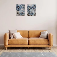 IH Casa Decor Hand Painted Canvas Wall Art Blooming Blues - Set of 2