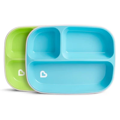 2 Divided Plates with Non-Slip Base Splash™ de Munchkin®, violet/rose