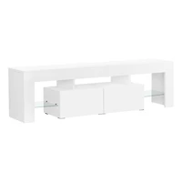 Monarch Specialties Meuble Tv, 63 Pouces, Console, Centre De Divertissement Média, Unite De Rangement, Salon, Chambre À Coucher, Stratifié, Blanc Lustré, Dégager, Contemporain, Moderne