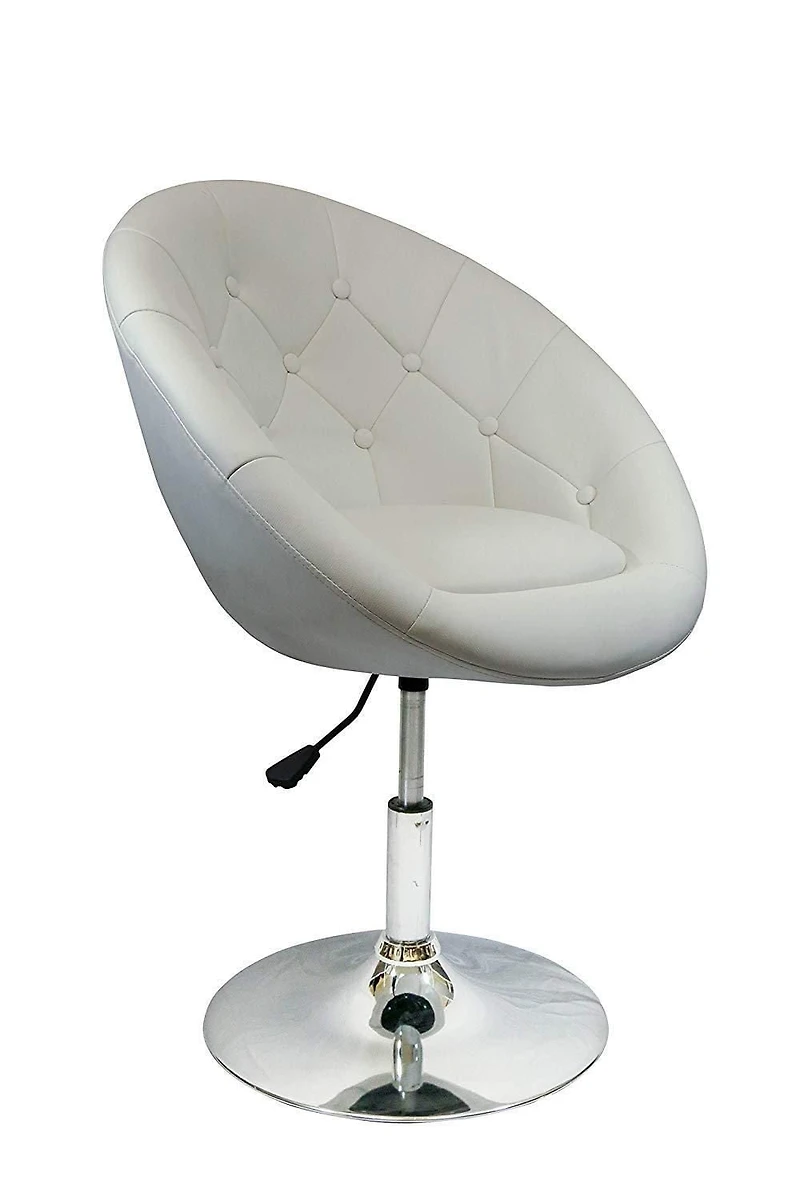 Nicer Furniture Rounded Faux Leather PU Height Adjustable Leisure Swivel Bar Stool in White