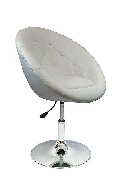 Nicer Furniture Rounded Faux Leather PU Height Adjustable Leisure Swivel Bar Stool in White
