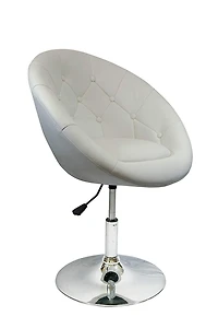 Nicer Furniture Rounded Faux Leather PU Height Adjustable Leisure Swivel Bar Stool in White