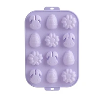 Way to Celebrate Chocolate Mould, Bunnies, Flowers and Easter Egg, Purple