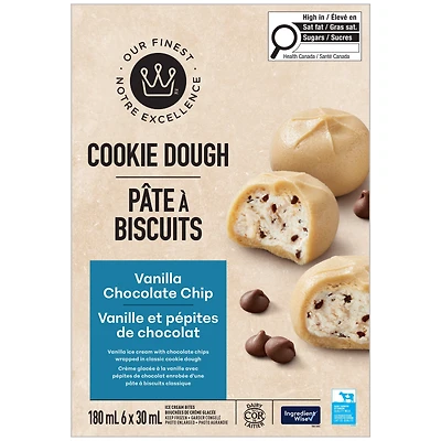 Bouchées de crème glacée Pâte à biscuits Vanille et pépites de chocolat Notre Excellence 180 ml (6 x 30 ml)