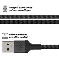 Scosche i3B4SG-SP, câble torsadé de recharge et synchronisation de première qualité StrikelineMC certifié MFi LightningMC pour tous les appareils Lightning, 1,2 m