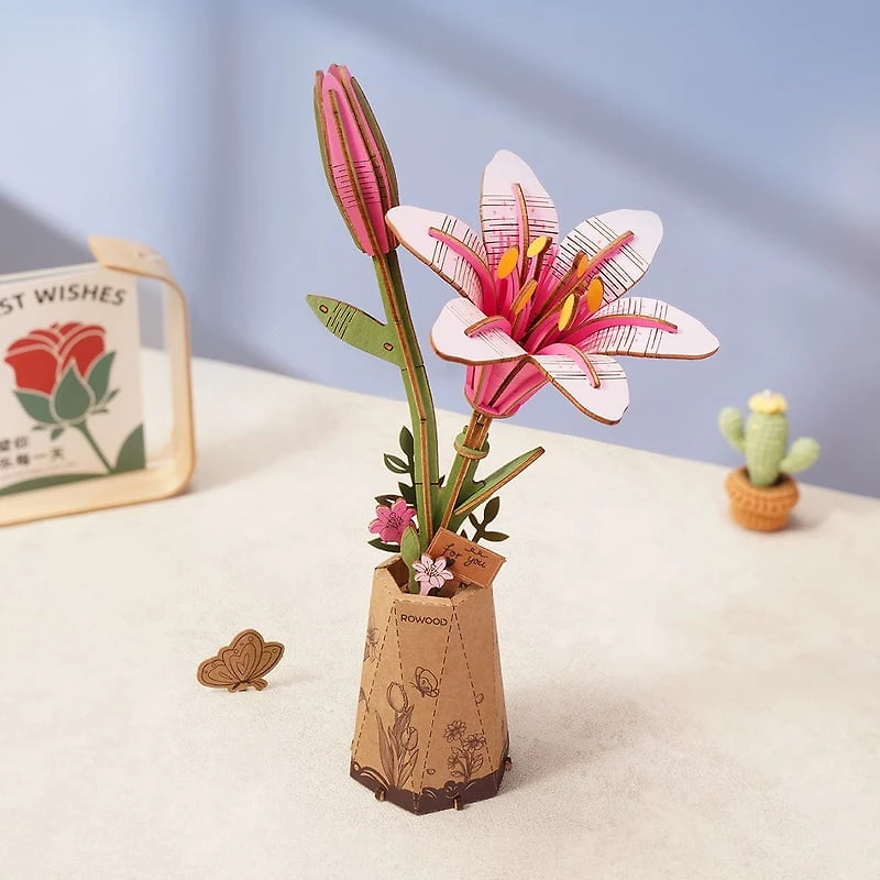 Décoration Fleur Lys Rose 3D Puzzle Rolife TW071