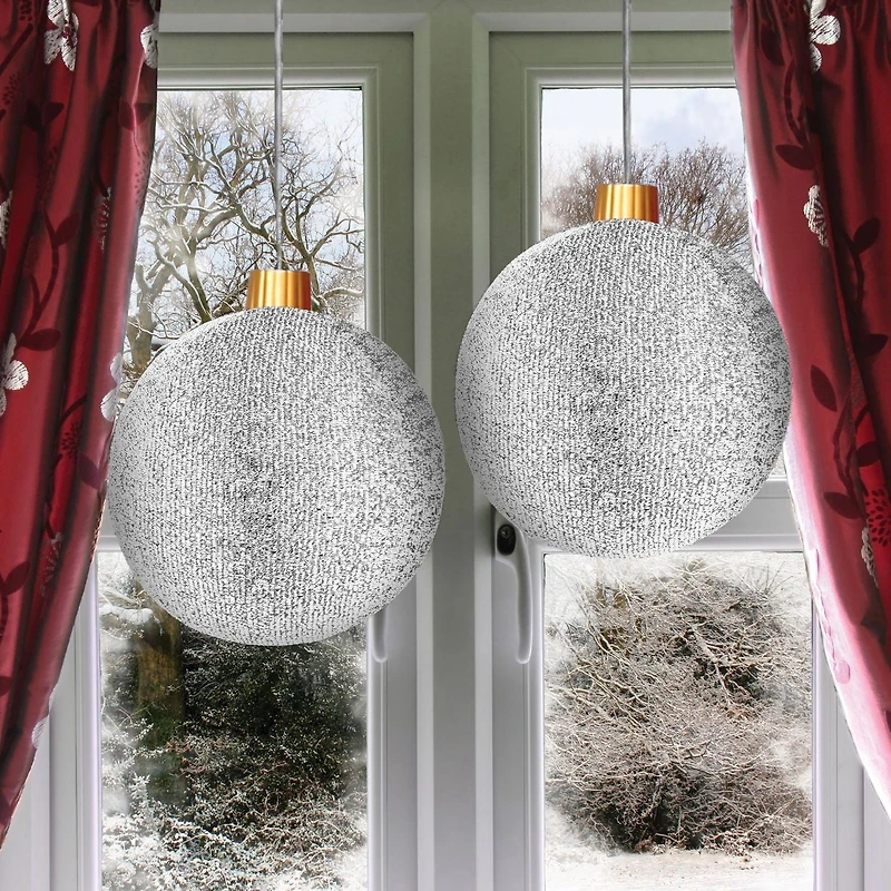 12"TINSEL ORNAMENTS SILVER