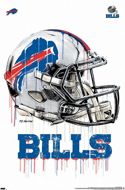 NFL Buffalo Bills - Drip Helmet 20 Wall Poster with Magnetic Frame, 22.375" x 34"