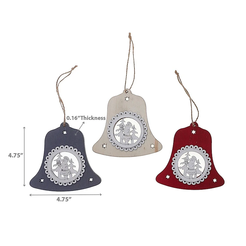 Christmas Ornament Bell With Santa  - Set of 6