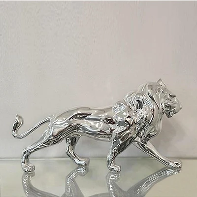 Figurine de lion canadien en argent pour décoration d'intérieur