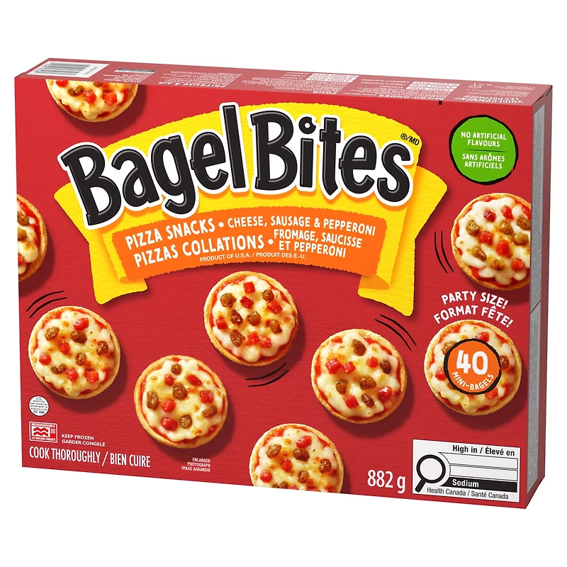 Bagel Bites Cheese, Sausage & Pepperoni Frozen Pizza Snacks, 40 ct Box, 882g
