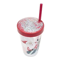 Holiday Time Red Plastic Straw Tumbler, 3.5 inch x 3.5 inch x 7.9 inch, 1 Piece