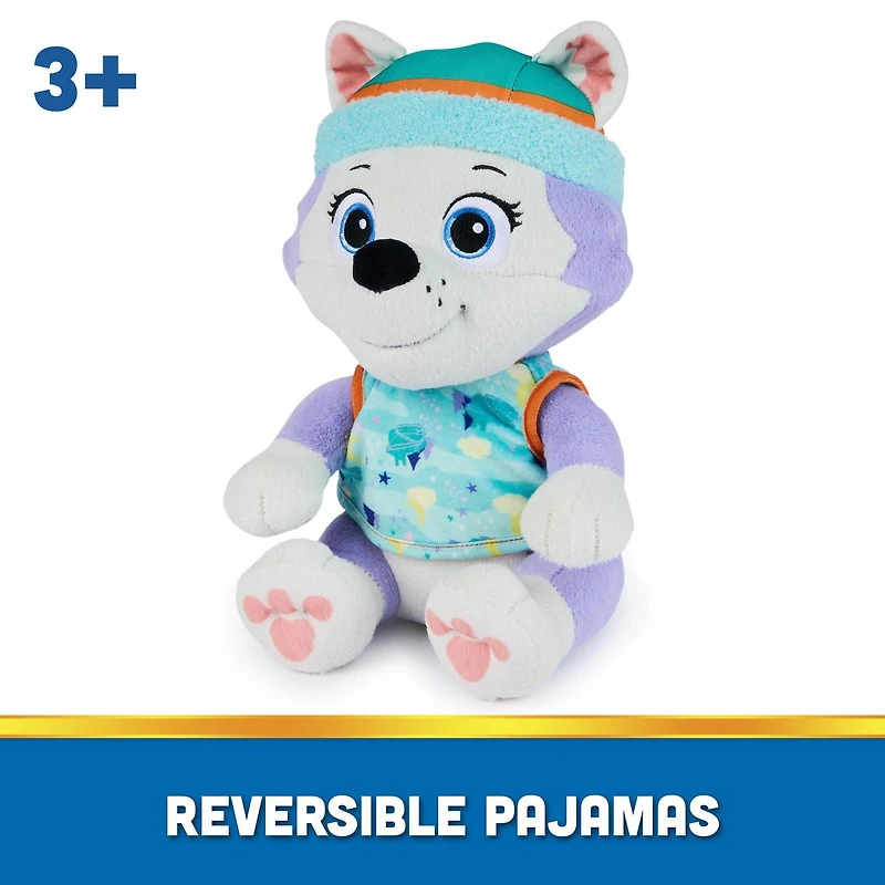 PAW Patrol, Bedtime Plush Everest, Animal en peluche de 25,4 cm avec tenue réversible, jouets pour les garçons et les filles à partir de 3 ans