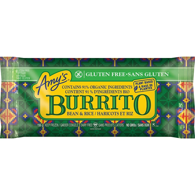 Amy's Kitchen, Gluten Free, Non-Dairy Bean & Rice Burrito, 156g