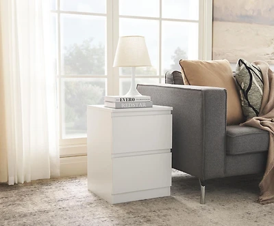 HOMETRENDS Table de chevet à 2 tiroirs, pour adultes, enfants et adolescents, Finition blanche
