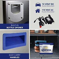 Corona 44-Quart Cruiser Iceless Cooler with Bottle Opener, 12V Travel Fridge, Holds 24 Bottles