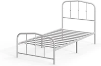 Zinus Heidi Metal Platform Bed Frame with Headboard, White