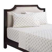 HOMETRENDS 4-Piece Parisenne Bow Flannel Sheet Set, Queen, 100% Cotton