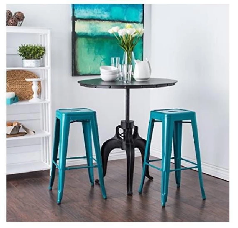 Tabouret Tolix turquoise, structure en métal massif, comptoir (24 '' - 27 ''), chaise tabouret Idéal pour comptoir d'îlot de cuisine. set2
