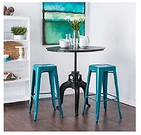 Tabouret Tolix turquoise, structure en métal massif, comptoir (24 '' - 27 ''), chaise tabouret Idéal pour comptoir d'îlot de cuisine. set2