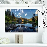 Designart Mountain Lake Surrounded by Trees Canvas Wall Art