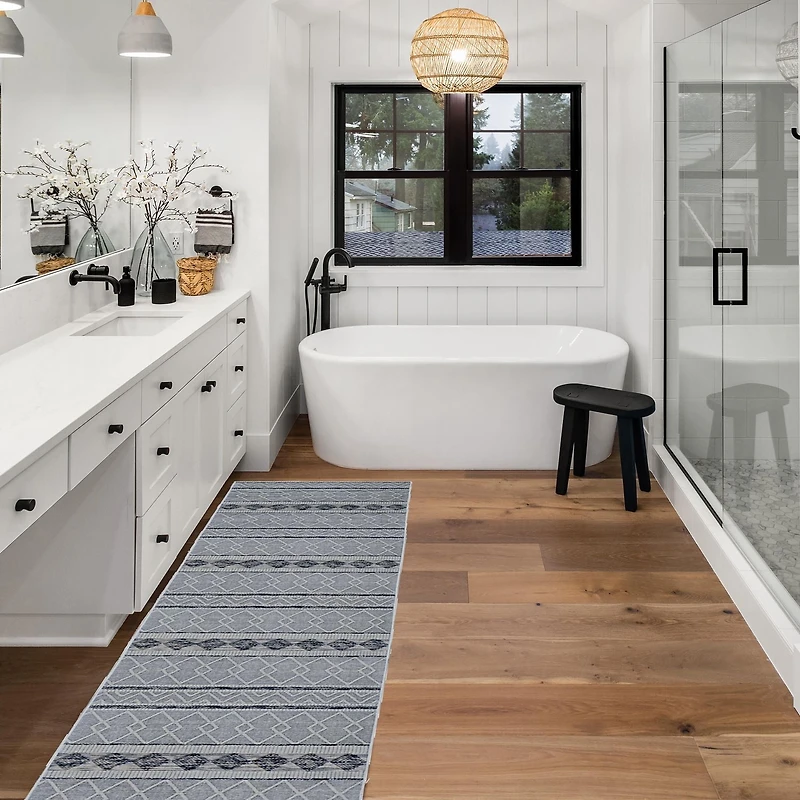 Mirage Macomb Cream & Blue 2' x 10' Runner Rug