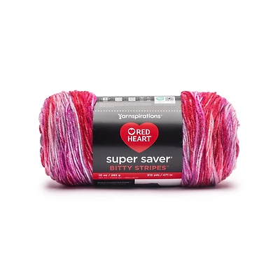 Red Heart® Super Saver Bitty Stripes™ #4 Worsted (Medium) Fil Acrylique, Bouquet de roses 10oz/283g 515 Yards