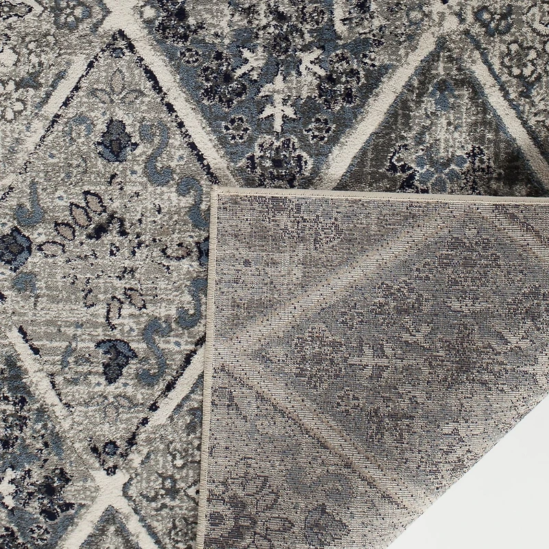 Tapis tissé brun et bleu Zunthus