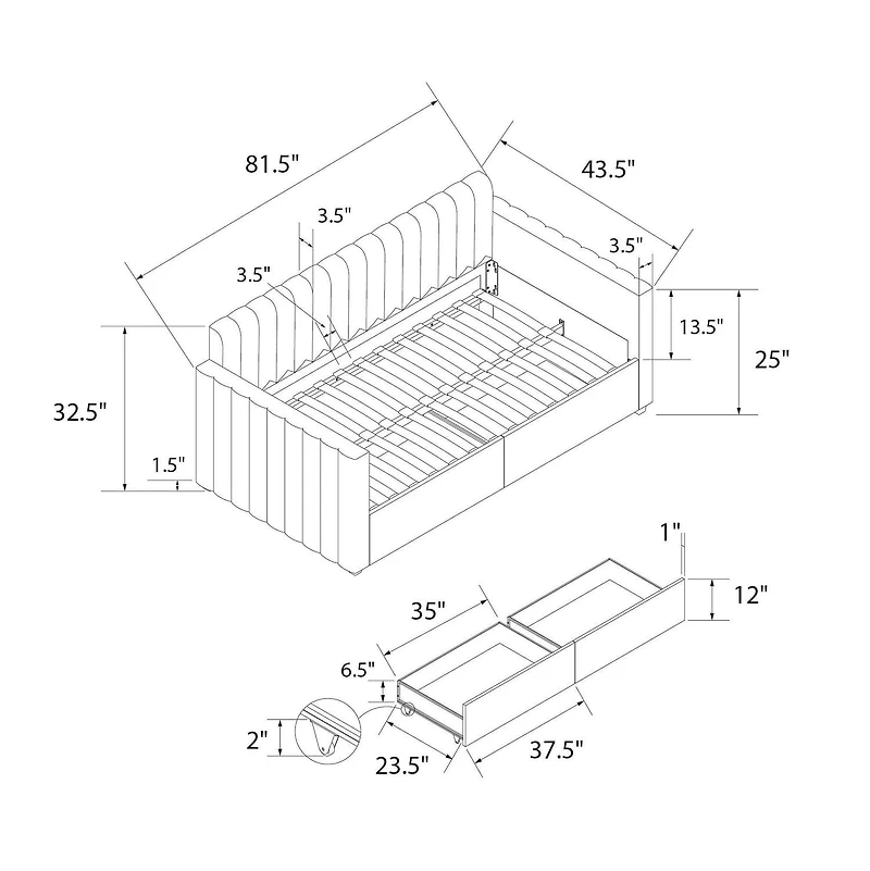 Novogratz Brittany Daybed with Storage Drawers