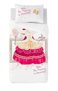 Gouchee Home Princess Pink Twin Duvet Cover Set – 2‑Piece OEKO‑TEX Certified Cotton Kids Bedding with Reversible Fairytale Dress-Up Print