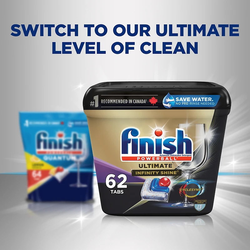 Finish Power Ball Quantum Dishwasher Detergent Pods, No pre sinse needed, For Deep clean & sparkling shine, Lemon Sparkle