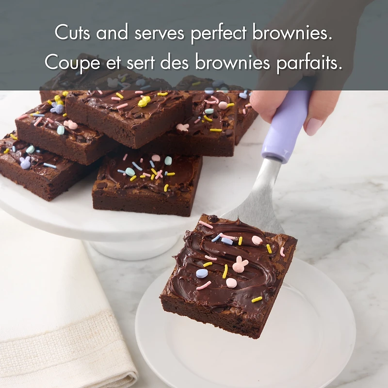 Spatule à dessert et à brownies en acier inoxydable Tout pour célébrer mauve, outil de pâtisserie pour Pâques