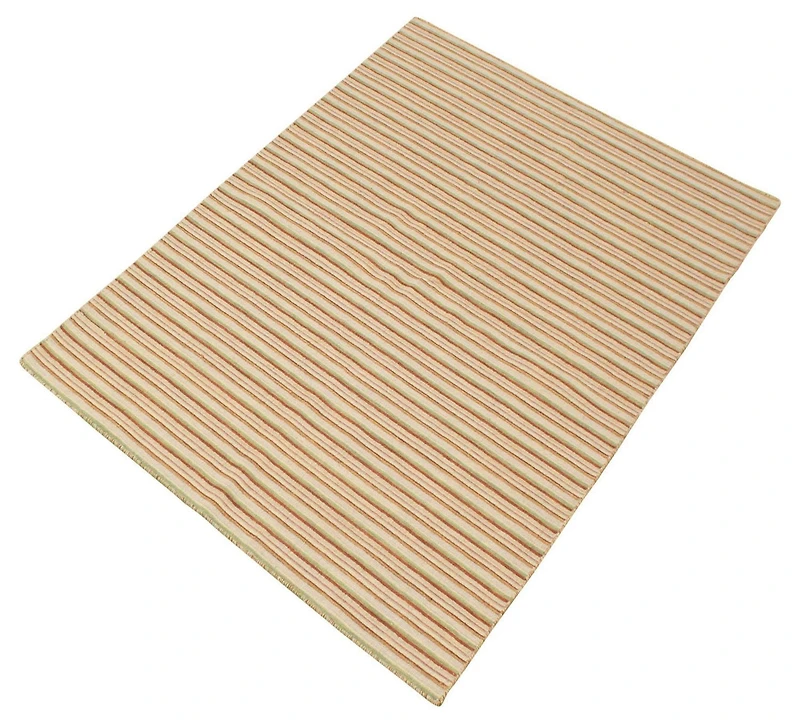 ECARPETGALLERY 5'1" x 6'11" Flat-weaves & Kilims Manhattan Hand Made Area Rug for Living Room, Dining Room and Bedroom in Ivory