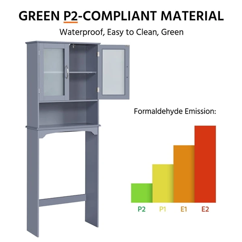 FullFurnique Toilet Storage Cabinet with 1 Open Shelf, Gray