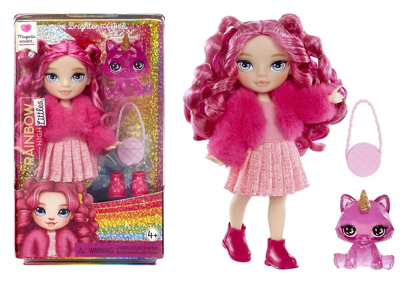 Rainbow High Littles – Magenta Monroe, petite poupée rose de 5,5 po (14 cm) articulée