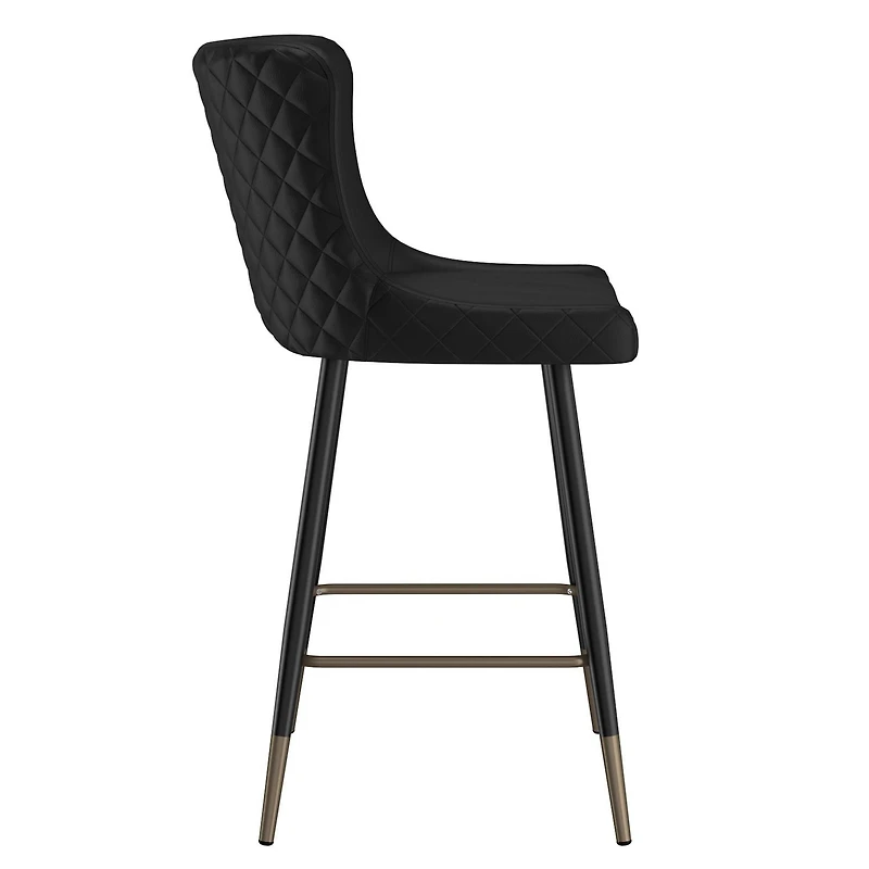 Tabouret de Comptoir, 26 Po, Jeu de 2 Contemporaine en Similicuir et Métal - Blanc et Chromé