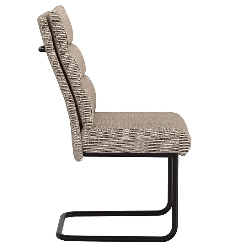 Moderne Tissu et Métal Chaise, Jeu de 2 - Beige et Noir